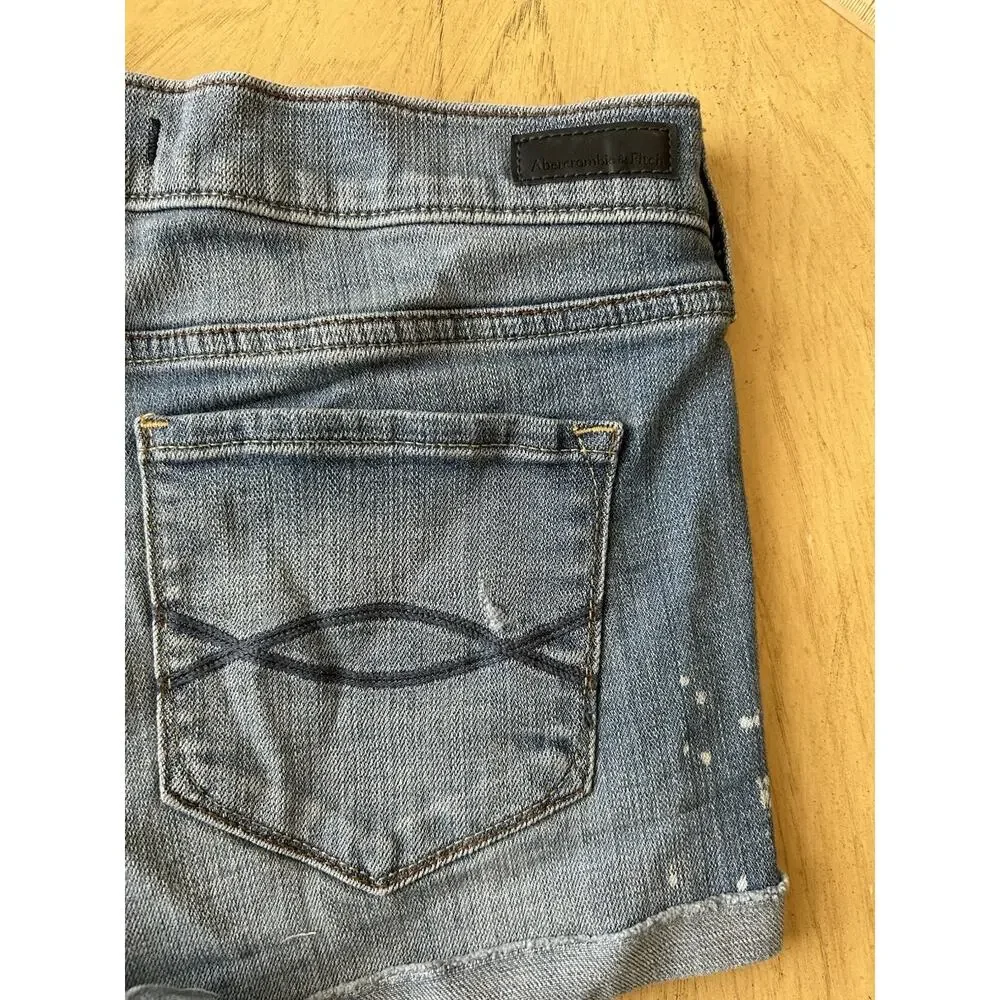 Y2k Abercrombie & Fitch Denim Short 2 w28 White & Blue Low Rise Stretch Lot 2